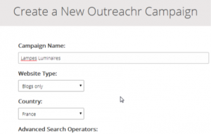 Outreachr Menu