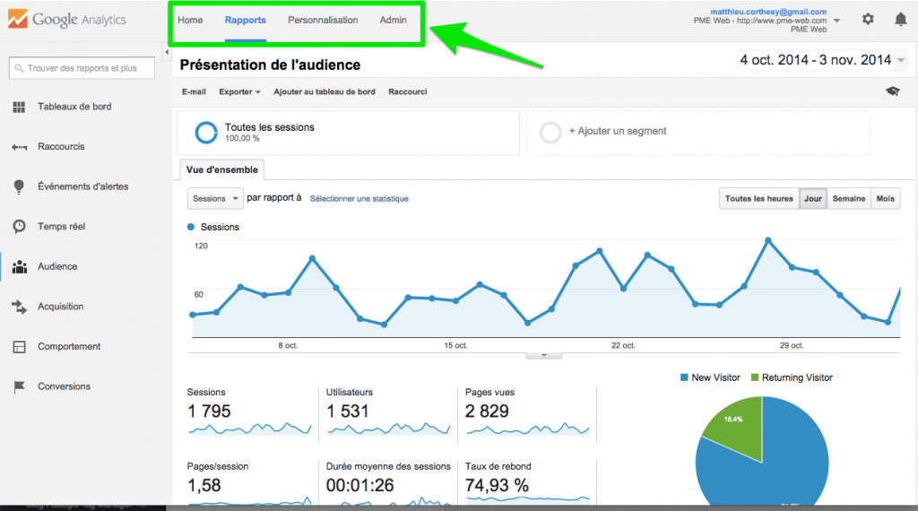 Google Analytics Interface Navigation 1