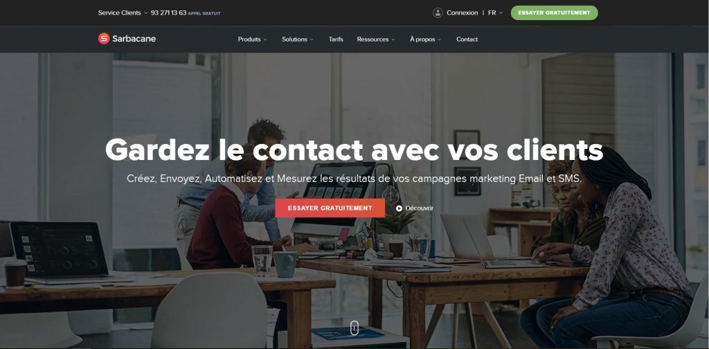 Sarbacane الصفحة الرئيسية