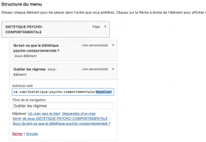 tuto wordpress lien encre menu diet valence studiopaon client 
