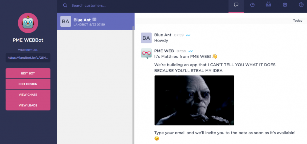 Interface Landbot