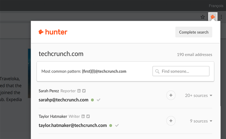 Hunter.io Extension chrome