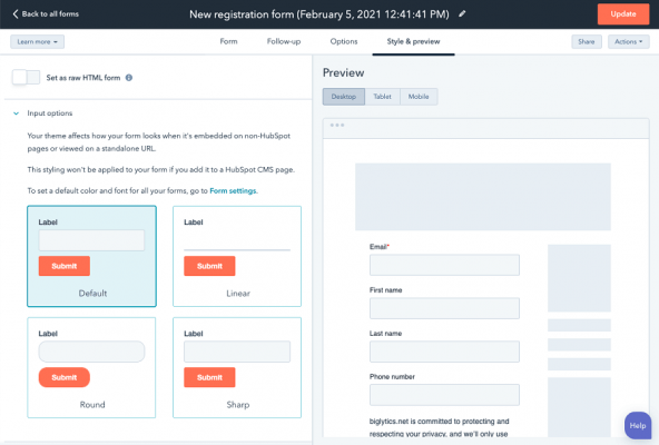 Hubspot Formulaire