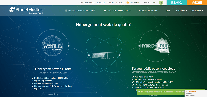 hébergeur web : planethoster