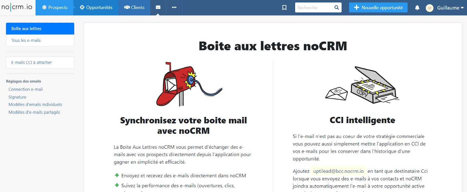 Boite mail synchronisée avec noCRM