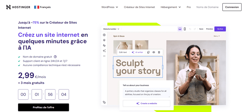 le Créateur de Sites Internet de Hostinger