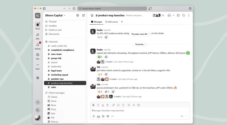 Discussions dans Slack