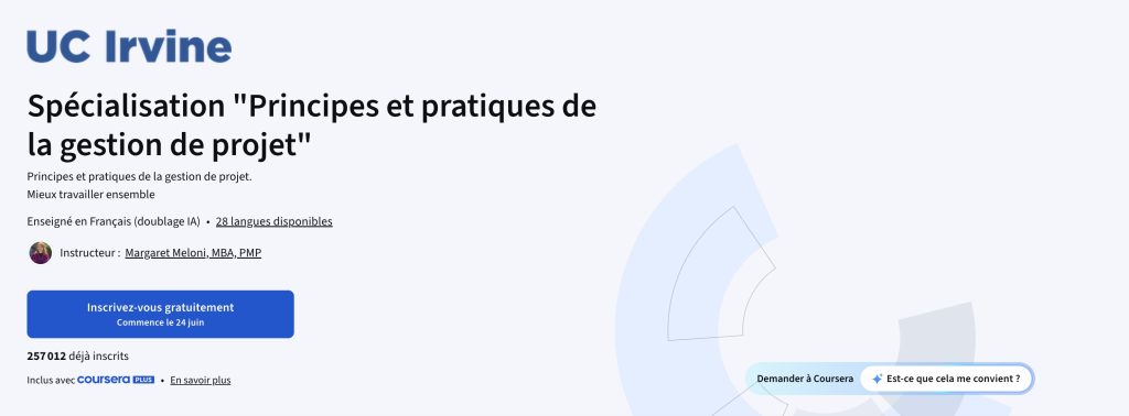 Spécialisation "Principes et pratiques de la gestion de projet"